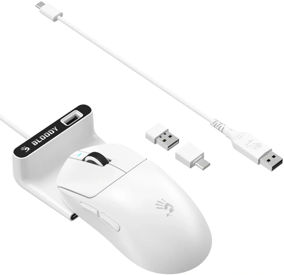 Мышь A4Tech Bloody R77 Ultra Dock белый оптическая 20000dpi беспров. USB 5but