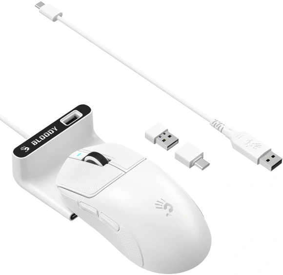 Мышь A4Tech Bloody R77 Ultra Dock белый оптическая 20000dpi беспров. USB 5but