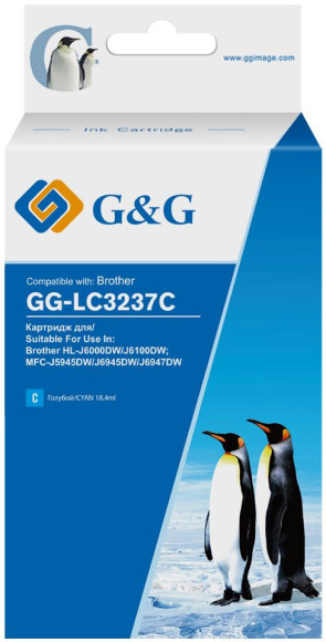 Картридж струйный G&G GG-LC3237C голубой (18.4мл) для Brother HL-J6000DW/J6100DW Картридж струйный G&G GG-LC3237C голубой (18.4мл) для Brother HL-J6000DW/J6100DW