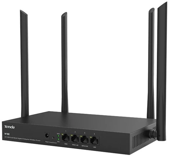 Роутер беспроводной Tenda W18E AC1200 10/100/1000BASE-TX черный