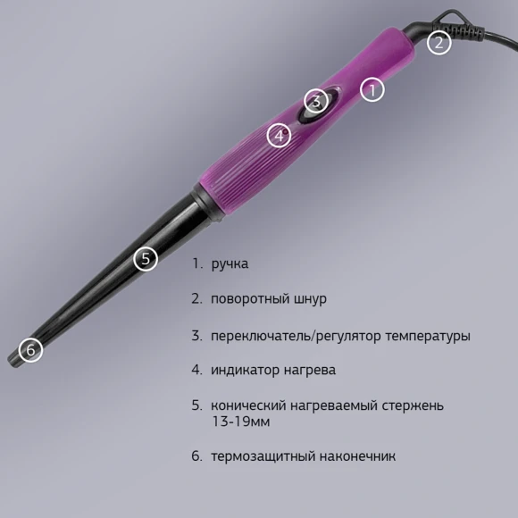 Щипцы Starwind SHE3101 30Вт фиолетовый макс.темп.:200С покрытие:керамическое Щипцы Starwind SHE3101 30Вт фиолетовый макс.темп.:200С покрытие:керамическое