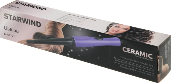 Щипцы Starwind SHE3101 30Вт фиолетовый макс.темп.:200С покрытие:керамическое Щипцы Starwind SHE3101 30Вт фиолетовый макс.темп.:200С покрытие:керамическое