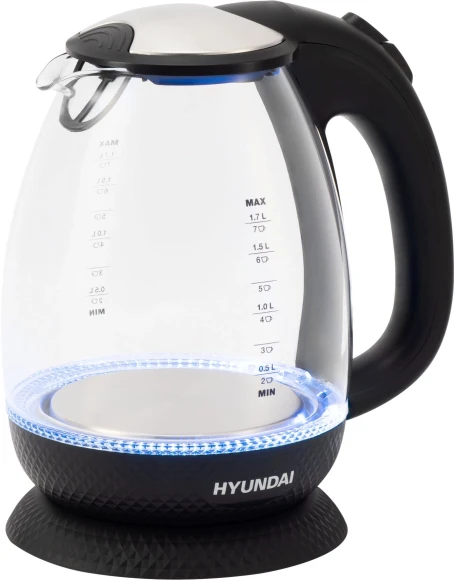Чайник электрический Hyundai HYK-G3804 1.7л. 2200Вт черный корпус: стекло