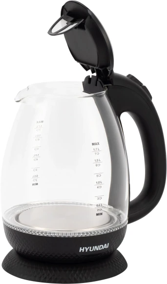 Чайник электрический Hyundai HYK-G3804 1.7л. 2200Вт черный корпус: стекло
