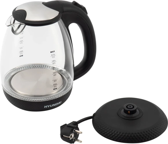 Чайник электрический Hyundai HYK-G3804 1.7л. 2200Вт черный корпус: стекло