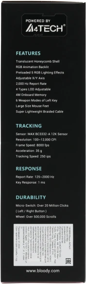 Мышь A4Tech Bloody L65 Max розовый/голубой оптическая 12000dpi USB 6but (L65 MAX/SKY PINK)