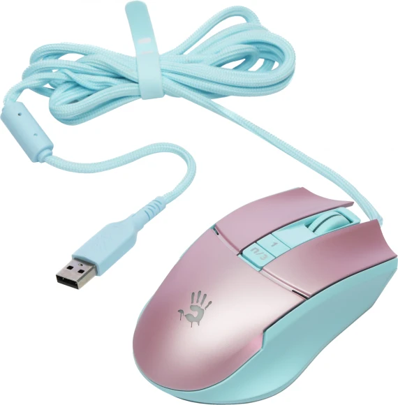 Мышь A4Tech Bloody L65 Max розовый/голубой оптическая 12000dpi USB 6but (L65 MAX/SKY PINK)