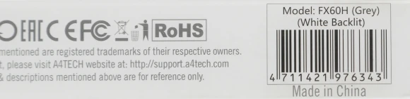 Клавиатура A4Tech Fstyler FX60H серый USB slim LED (FX60H GREY/WHITE)