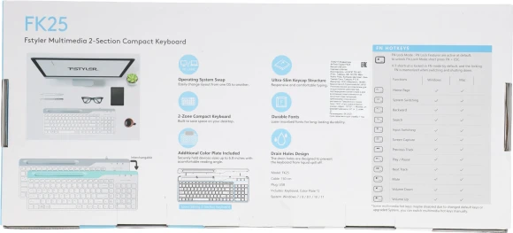 Клавиатура A4Tech Fstyler FK25 белый/серый USB slim Клавиатура A4Tech Fstyler FK25 белый/серый USB slim