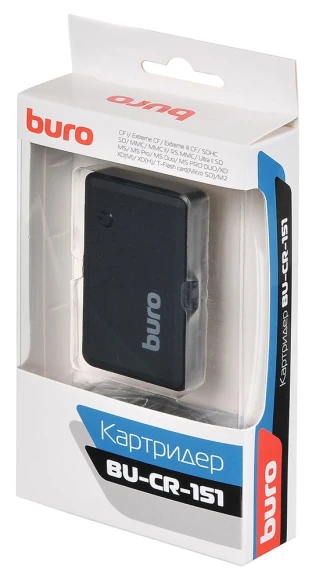 Устройство чтения карт памяти USB2.0 Buro BU-CR-151 черный