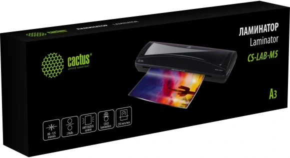 Ламинатор Cactus CS-LAB-M5 черный A3 (80-125мкм) 25см/мин (2вал.) хол.лам. лам.фото