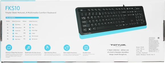Клавиатура A4Tech Fstyler FKS10 черный/синий USB (FKS10 BLUE) Клавиатура A4Tech Fstyler FKS10 черный/синий USB (FKS10 BLUE)