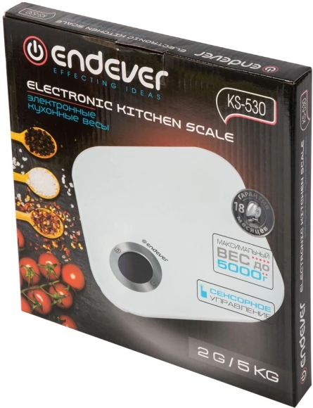 Весы кухонные электронные Endever Skyline KS-530 макс.вес:5кг белый