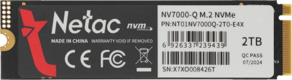 Накопитель SSD Netac PCIe 4.0 x4 2TB NT01NV7000Q-2T0-E4X NV7000Q M.2 2280 Накопитель SSD Netac PCIe 4.0 x4 2TB NT01NV7000Q-2T0-E4X NV7000Q M.2 2280