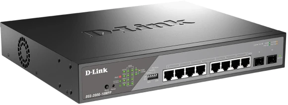 Коммутатор D-Link DSS-200G-10MPP/A1A (L2) 8x1Гбит/с 2SFP 8PoE++ 242W настраиваемый Коммутатор D-Link DSS-200G-10MPP/A1A (L2) 8x1Гбит/с 2SFP 8PoE++ 242W настраиваемый