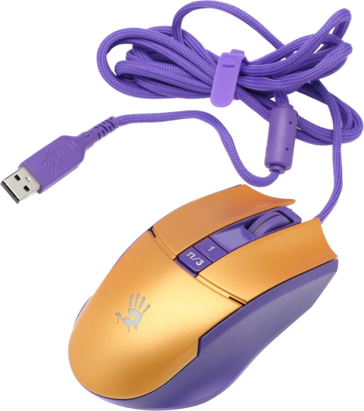 Мышь A4Tech Bloody L65 Max желтый/фиолетовый оптическая 12000dpi USB 6but (L65 MAX/ROYAL VIOLET)