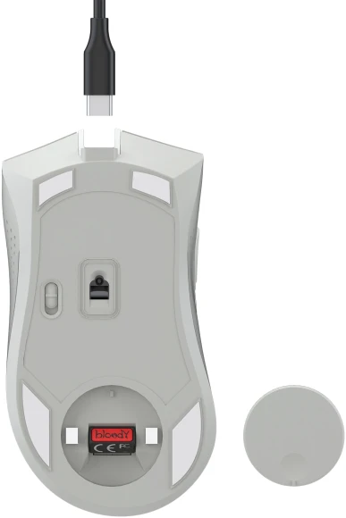 Мышь A4Tech Bloody R90 Plus белый оптическая 5000dpi беспров. USB 7but (R90 PLUS GREUISH WHITE)