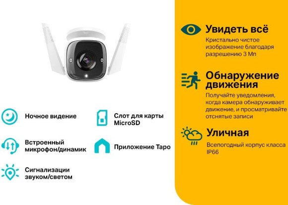 Камера видеонаблюдения IP TP-Link Tapo C310 Wi-Fi 3.89-3.89мм цв. корп.:белый