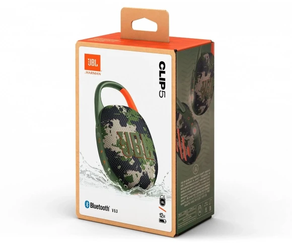 Колонка порт. JBL Clip 5 камуфляж 7W Mono BT 10м 1400mAh Колонка порт. JBL Clip 5 камуфляж 7W Mono BT 10м 1400mAh