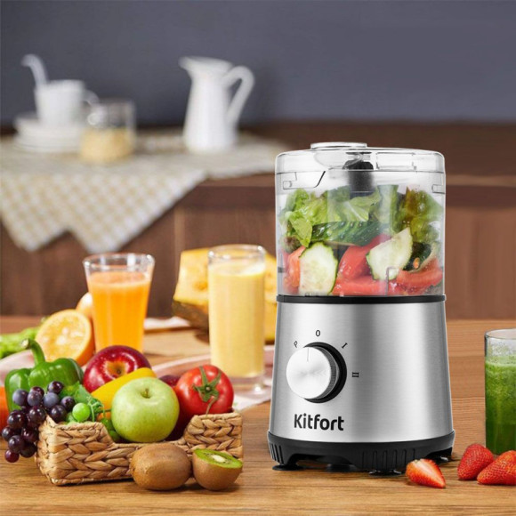Кухонный комбайн Kitfort КТ-1386 400Вт серебристый/черный Кухонный комбайн Kitfort КТ-1386 400Вт серебристый/черный