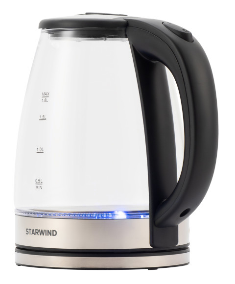 Чайник электрический Starwind SKG4777 1.8л. 2000Вт черный/прозрачный корпус: стекло