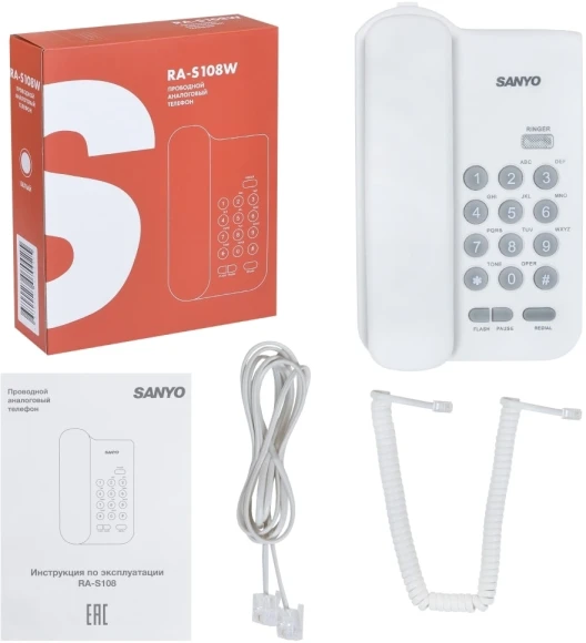 Телефон проводной Sanyo RA-S108W белый