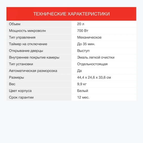 Микроволновая Печь Starwind SWM6520 20л. 700Вт белый Микроволновая Печь Starwind SWM6520 20л. 700Вт белый