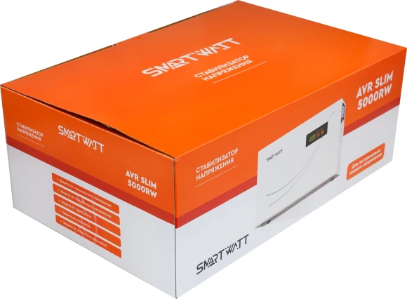 Стабилизатор напряжения Smartwatt AVR Slim 5000RW 5000ВА белый Стабилизатор напряжения Smartwatt AVR Slim 5000RW 5000ВА белый