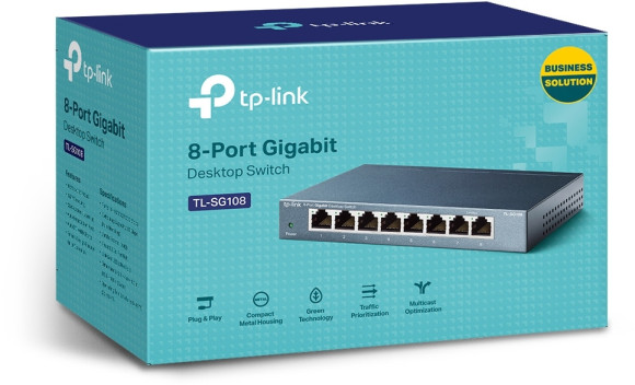 Коммутатор TP-Link TL-SG108 (L2) 8x1Гбит/с неуправляемый