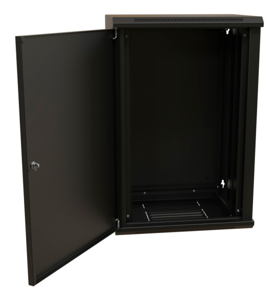 Шкаф коммутационный WRline (WR-TW-1866-SR-RAL9004) настенный 18U 600x600мм пер.дв.металл 2 бок.пан. направл.под винты 60кг черный 520мм 908мм IP20 сталь Шкаф коммутационный WRline (WR-TW-1866-SR-RAL9004) настенный 18U 600x600мм пер.дв.металл 2 бок.пан. направл.под винты 60кг черный 520мм 908мм IP20 сталь