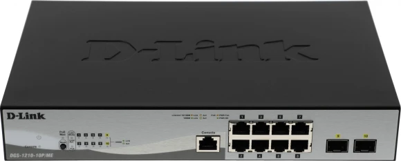 Коммутатор D-Link DGS-1210-10P/ME/B1A 8x1Гбит/с 2SFP 8PoE управляемый Коммутатор D-Link DGS-1210-10P/ME/B1A 8x1Гбит/с 2SFP 8PoE управляемый
