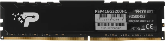 Память DDR4 16GB 3200MHz Patriot PSP416G3200H1 Signature Premium RTL PC4-25600 CL22 DIMM 288-pin 1.2В dual rank с радиатором Ret Память DDR4 16GB 3200MHz Patriot PSP416G3200H1 Signature Premium RTL PC4-25600 CL22 DIMM 288-pin 1.2В dual rank с радиатором Ret