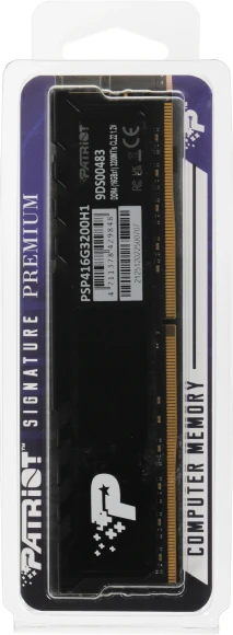 Память DDR4 16GB 3200MHz Patriot PSP416G3200H1 Signature Premium RTL PC4-25600 CL22 DIMM 288-pin 1.2В dual rank с радиатором Ret Память DDR4 16GB 3200MHz Patriot PSP416G3200H1 Signature Premium RTL PC4-25600 CL22 DIMM 288-pin 1.2В dual rank с радиатором Ret