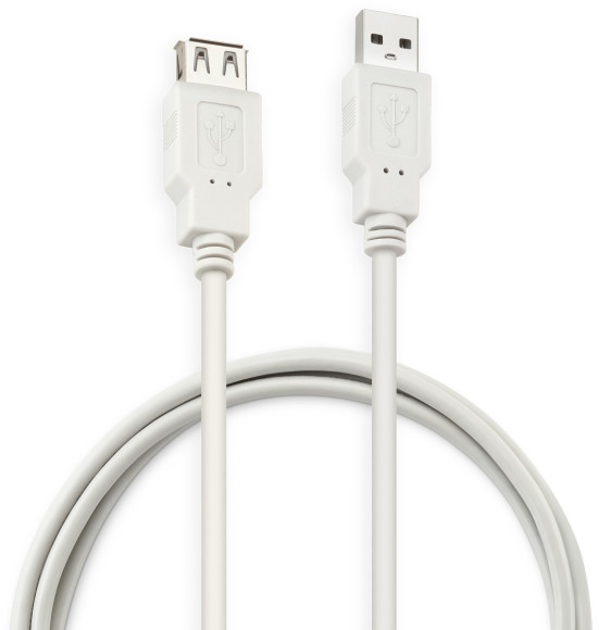 Кабель Buro USB A(m) USB A(f) 1.8м (USB2.0-AM-AF-1.8M-MG) феррит.кольца серый