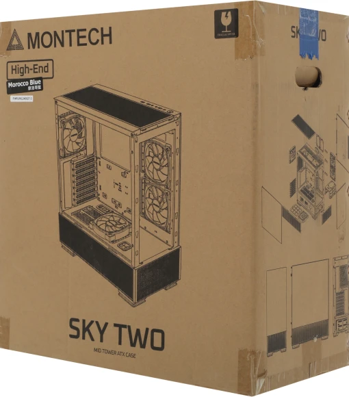Корпус Montech Sky Two Morocco голубой без БП ATX 3x140mm 2xUSB3.0 audio bott PSU