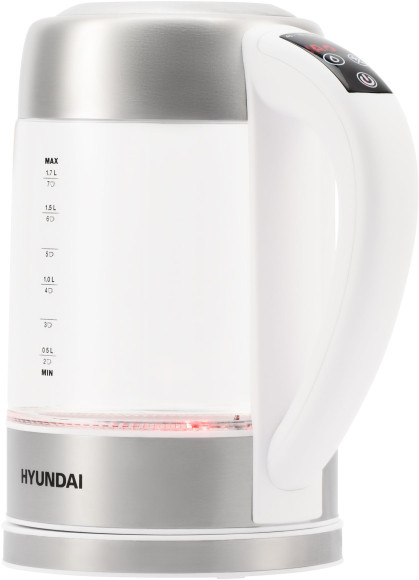 Чайник электрический Hyundai HYK-S5807 1.7л. 2200Вт белый/серебристый корпус: стекло/металл Чайник электрический Hyundai HYK-S5807 1.7л. 2200Вт белый/серебристый корпус: стекло/металл