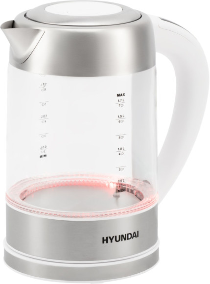 Чайник электрический Hyundai HYK-S5807 1.7л. 2200Вт белый/серебристый корпус: стекло/металл Чайник электрический Hyundai HYK-S5807 1.7л. 2200Вт белый/серебристый корпус: стекло/металл