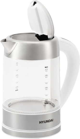 Чайник электрический Hyundai HYK-S5807 1.7л. 2200Вт белый/серебристый корпус: стекло/металл Чайник электрический Hyundai HYK-S5807 1.7л. 2200Вт белый/серебристый корпус: стекло/металл