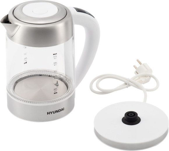 Чайник электрический Hyundai HYK-S5807 1.7л. 2200Вт белый/серебристый корпус: стекло/металл Чайник электрический Hyundai HYK-S5807 1.7л. 2200Вт белый/серебристый корпус: стекло/металл