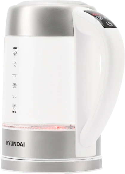 Чайник электрический Hyundai HYK-S5807 1.7л. 2200Вт белый/серебристый корпус: стекло/металл