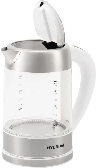 Чайник электрический Hyundai HYK-S5807 1.7л. 2200Вт белый/серебристый корпус: стекло/металл