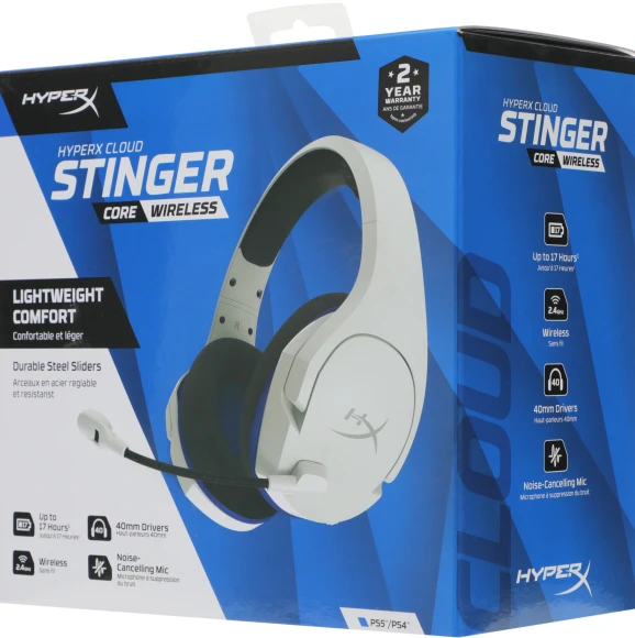 Наушники с микрофоном HyperX Stinger Core Wireless PS5 (CS002-WA) белый/голубой мониторные Radio оголовье (4P5J1AA)