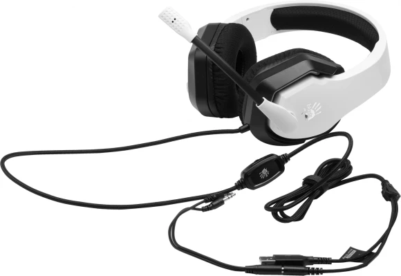 Наушники с микрофоном A4Tech Bloody G260p белый/черный 2м мониторные USB оголовье (G260P) Наушники с микрофоном A4Tech Bloody G260p белый/черный 2м мониторные USB оголовье (G260P)