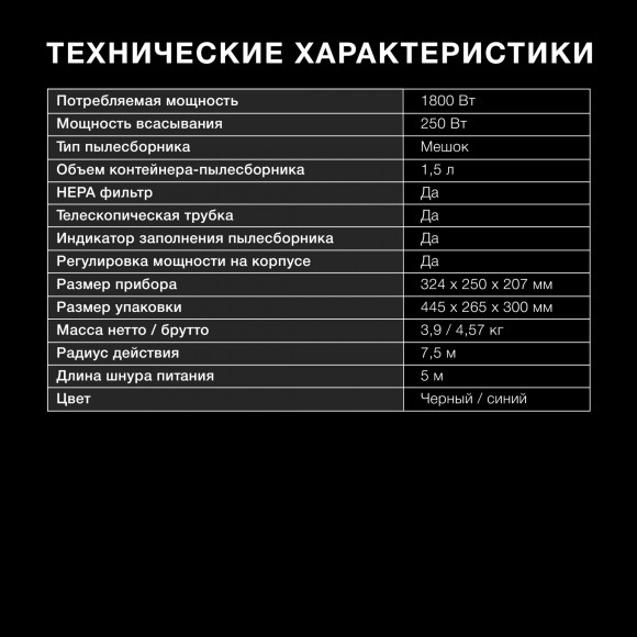 Пылесос Hyundai HYV-B1550 1800Вт синий/черный (в компл.:1мешок) Пылесос Hyundai HYV-B1550 1800Вт синий/черный (в компл.:1мешок)