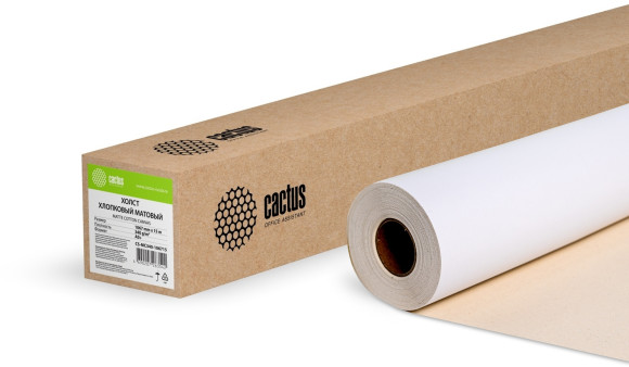 Холст Cactus CS-MC340-106715 42"(A0+) 1067мм-15м/340г/м2/белый хлопок для струйной печати втулка:50.8мм (2")