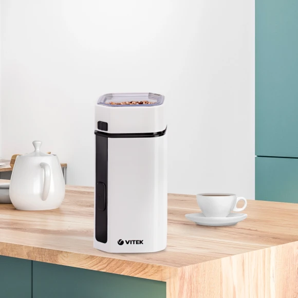 Кофемолка Vitek VT-1543 150Вт сист.помол.:ротац.нож вместим.:50гр белый