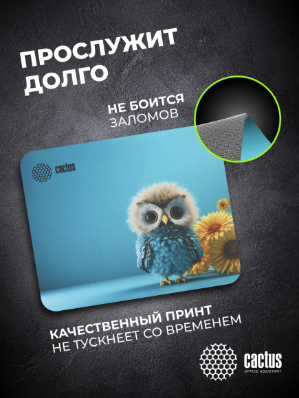 Коврик для мыши Cactus Owl blue 220x180x2мм (CS-MPC-P07XS)