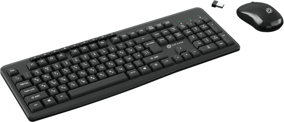 Клавиатура + мышь Оклик 225M клав:черный мышь:черный USB беспроводная Multimedia (1454537)