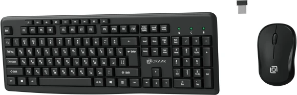 Клавиатура + мышь Оклик 225M клав:черный мышь:черный USB беспроводная Multimedia (1454537)