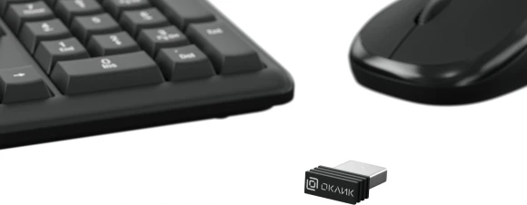 Клавиатура + мышь Оклик 225M клав:черный мышь:черный USB беспроводная Multimedia (1454537)